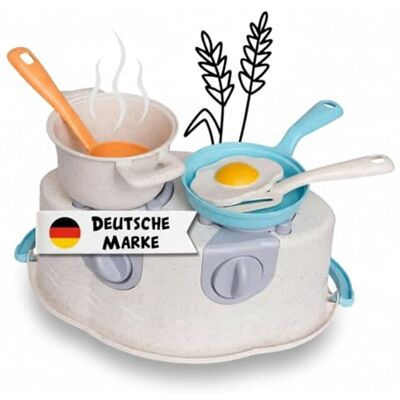 alldoro Kochset für Kinderküche mit Herd, 8-teiliges Küchenspielzeug Spielküchen-Zubehör mit Topf, Pfanne, Spiegelei & Besteck, für Kinderzimmer, Matschküche, als Sandspielzeug & Puppengeschirr alldoro Kochset für Kinderküche mit Herd, 8-teiliges Küchenspielzeug Spielküchen-Zubehör mit Topf, Pfanne, Spiegelei & Besteck, für Kinderzimmer, Matschküche, als Sandspielzeug & Puppengeschirr