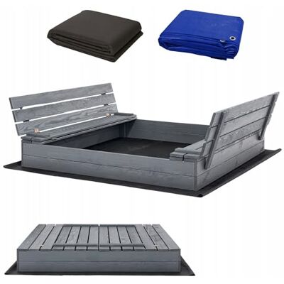 Sunwood Premium Sandkasten XL XXL Imprägniert Grau Anthrazit inkl. Video Anleitung für Montage Sandbox mit Abdeckung Sitzbänken Deckel Plane Sandkiste, Holz Sandkastenvlies (140x140 cm Grau) Sunwood Premium Sandkasten XL XXL Imprägniert Grau Anthrazit inkl. Video Anleitung für Montage Sandbox mit Abdeckung Sitzbänken Deckel Plane Sandkiste, Holz Sandkastenvlies (140x140 cm Grau)