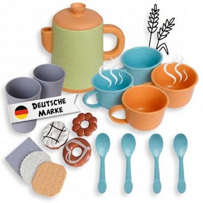alldoro Kaffeeservice für Kinderküche, 17-teiliges Küchenspielzeug Kaffeegeschirr mit Kaffeekanne, Tassen & Gebäck, für Kinderzimmer, Spielküche, Matschküche, Sandspielzeug & Puppengeschirr alldoro Kaffeeservice für Kinderküche, 17-teiliges Küchenspielzeug Kaffeegeschirr mit Kaffeekanne, Tassen & Gebäck, für Kinderzimmer, Spielküche, Matschküche, Sandspielzeug & Puppengeschirr