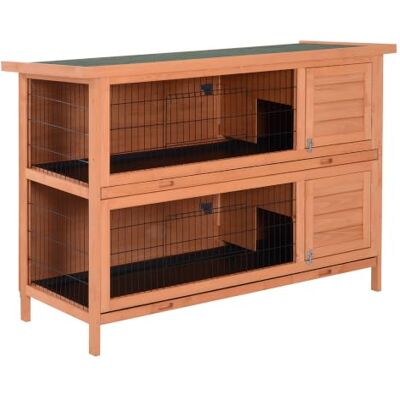 PawHut Kleintierstall Kleintierkäfig Kleintierhaus Meerschweinchenstall doppelstöckig Tannenholz Orange 136,4 cm x 50 cm x 93 cm PawHut Kleintierstall Kleintierkäfig Kleintierhaus Meerschweinchenstall doppelstöckig Tannenholz Orange 136,4 cm x 50 cm x 93 cm