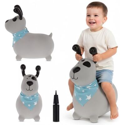 sun baby Hüpftiere ab 1 Jahr mit Pumpe aufblasbares Hüpfspielzeug aus Hochwertigem und Strapazierfähigem Gummi, Verschiedene Designs (Grauer Hund) sun baby Hüpftiere ab 1 Jahr mit Pumpe aufblasbares Hüpfspielzeug aus Hochwertigem und Strapazierfähigem Gummi, Verschiedene Designs (Grauer Hund)