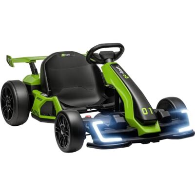 HOMCOM 24 V Elektro Go-Kart für Kinder Drift-Funktion für 6-12 Jahre Grün Bis 12 Km/h, Gokart, Drift-Kart, 2 Motoren, Verstellbarem Sitz, Sanftanlauf, Musik & Hupe, Kinderauto, Kinderfahrzeug HOMCOM 24 V Elektro Go-Kart für Kinder Drift-Funktion für 6-12 Jahre Grün Bis 12 Km/h, Gokart, Drift-Kart, 2 Motoren, Verstellbarem Sitz, Sanftanlauf, Musik & Hupe, Kinderauto, Kinderfahrzeug