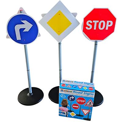 alldoro 60096 Verkehrszeichen für Kinder, Circa 72 cm hoch, 3 Ständer, 6 Schilder und 12 Halteclips, für einen kleinen Verkehrsparcours alldoro 60096 Verkehrszeichen für Kinder, Circa 72 cm hoch, 3 Ständer, 6 Schilder und 12 Halteclips, für einen kleinen Verkehrsparcours