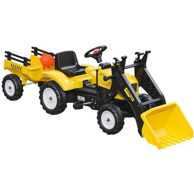 HOMCOM Trettraktor mit Anhänger Verstellbarer Schaufel für Kinder Gelb Lader Traktor, Tretfahrzeug, ab 3 Jahren HOMCOM Trettraktor mit Anhänger Verstellbarer Schaufel für Kinder Gelb Lader Traktor, Tretfahrzeug, ab 3 Jahren