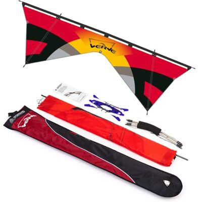 HQ Design Verve, Vierleiner Lenkdrachen Flugdrachen Drachen für Jugendliche und Erwachsene ab 14 Jahren, 83x252cm, inkl. 50kp Dyneemaschnüre 4x25m auf Quad-Griffen, 2-5 Bft HQ Design Verve, Vierleiner Lenkdrachen Flugdrachen Drachen für Jugendliche und Erwachsene ab 14 Jahren, 83x252cm, inkl. 50kp Dyneemaschnüre 4x25m auf Quad-Griffen, 2-5 Bft