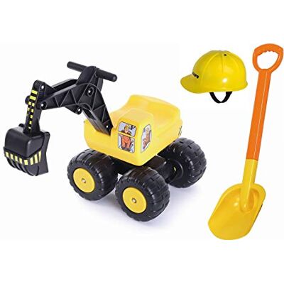 GOWI 4everspiel/ Mobby-Dig Baumeister 3er Set/Sitzbagger + Bauhelm + Schaufel GOWI 4everspiel/ Mobby-Dig Baumeister 3er Set/Sitzbagger + Bauhelm + Schaufel