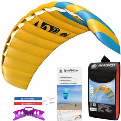HQ Lenkmatte Symphony Beach III 2.2 Agility ab 14 Jahr Freizeit Lenkdrachen Zweileiner Matte inkl. 100kp Dyneema Schnüre, 2x25m auf Winder mit Schlaufen Drachen für Kinder und Erwachsene HQ Lenkmatte Symphony Beach III 2.2 Agility ab 14 Jahr Freizeit Lenkdrachen Zweileiner Matte inkl. 100kp Dyneema Schnüre, 2x25m auf Winder mit Schlaufen Drachen für Kinder und Erwachsene