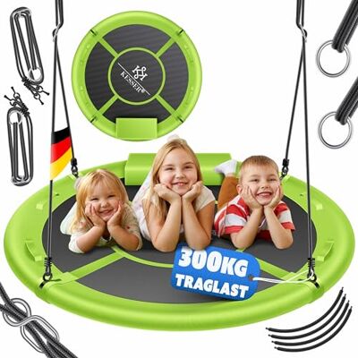 KESSER ® Nestschaukel Tellerschaukel Hängeschaukel Rundschaukel Ø 120cm Schaukel bis 300kg belastbar mit Kissen & 4 Griffen verstellbar Kinderschaukel Indoor & Outdoor für Kinder & Erwachsene Grün KESSER ® Nestschaukel Tellerschaukel Hängeschaukel Rundschaukel Ø 120cm Schaukel bis 300kg belastbar mit Kissen & 4 Griffen verstellbar Kinderschaukel Indoor & Outdoor für Kinder & Erwachsene Grün