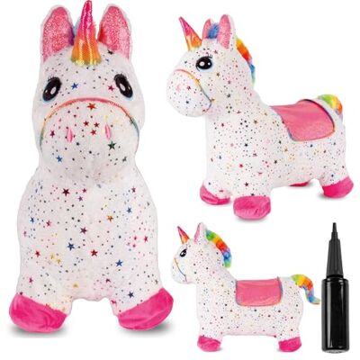 sun baby Hüpftiere ab 1 Jahr mit Pumpe aufblasbares Hüpfspielzeug aus Hochwertigem und Strapazierfähigem Gummi, Verschiedene Designs (Weißes Einhorn mit Sternen) sun baby Hüpftiere ab 1 Jahr mit Pumpe aufblasbares Hüpfspielzeug aus Hochwertigem und Strapazierfähigem Gummi, Verschiedene Designs (Weißes Einhorn mit Sternen)