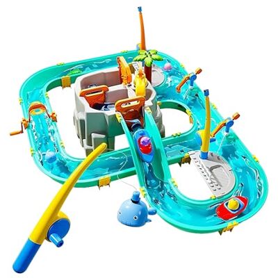 Relaxdays Wasserbahn Kinder, HBT: 71x71x101 cm, Outdoor, Wasserspielbahn, Boote & Angel, Wasserstraße, Kunststoff, bunt Relaxdays Wasserbahn Kinder, HBT: 71x71x101 cm, Outdoor, Wasserspielbahn, Boote & Angel, Wasserstraße, Kunststoff, bunt