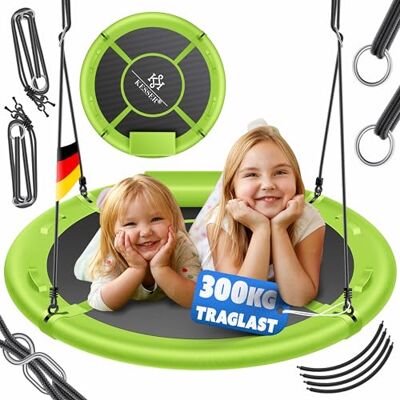 KESSER ® Nestschaukel Tellerschaukel Hängeschaukel Rundschaukel Ø 100cm Schaukel bis 300kg belastbar mit Kissen & 4 Griffen verstellbar Kinderschaukel Indoor & Outdoor für Kinder & Erwachsene Grün KESSER ® Nestschaukel Tellerschaukel Hängeschaukel Rundschaukel Ø 100cm Schaukel bis 300kg belastbar mit Kissen & 4 Griffen verstellbar Kinderschaukel Indoor & Outdoor für Kinder & Erwachsene Grün