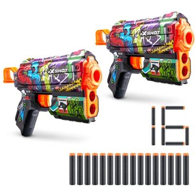 XSHOT X-Shot Skins Flux, Graffiti, Schaumstoffdart-Blaster (2er Pack, 16 Darts) XSHOT X-Shot Skins Flux, Graffiti, Schaumstoffdart-Blaster (2er Pack, 16 Darts)