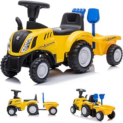 sun baby Kinder Rutschauto Rutschfahrzeug New Holland Traktor mit Anhänger Rutscherfahrzeug Kinderauto Kinderfahrzeug Laufhilfe mit Hupe Kunststoff (Gelb) sun baby Kinder Rutschauto Rutschfahrzeug New Holland Traktor mit Anhänger Rutscherfahrzeug Kinderauto Kinderfahrzeug Laufhilfe mit Hupe Kunststoff (Gelb)