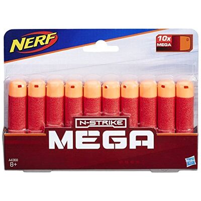NERF Hasbro A4368EU4 Mega 10er Dart Nachfüllpack, Spielzeugblasterzubehör NERF Hasbro A4368EU4 Mega 10er Dart Nachfüllpack, Spielzeugblasterzubehör
