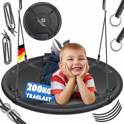 KESSER ® Nestschaukel Tellerschaukel Hängeschaukel Rundschaukel Ø 60cm Schaukel bis 200kg belastbar mit Kissen & 4 Griffen verstellbar Kinderschaukel Indoor & Outdoor für Kinder & Erwachsene Anthrazit KESSER ® Nestschaukel Tellerschaukel Hängeschaukel Rundschaukel Ø 60cm Schaukel bis 200kg belastbar mit Kissen & 4 Griffen verstellbar Kinderschaukel Indoor & Outdoor für Kinder & Erwachsene Anthrazit