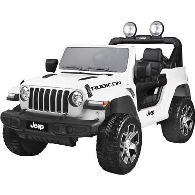 Playhouse Lizenz Jeep Wrangler® Rubicon Off Road 4x4-180W, Lizenz, Ledersitz, 4 Stoßdämpfer, Eva Räder, 12V 14ah, Fernbedienung,Kinder Elektroauto, Kinderauto Kinderfahrzeug (Weiß) Playhouse Lizenz Jeep Wrangler® Rubicon Off Road 4x4-180W, Lizenz, Ledersitz, 4 Stoßdämpfer, Eva Räder, 12V 14ah, Fernbedienung,Kinder Elektroauto, Kinderauto Kinderfahrzeug (Weiß)