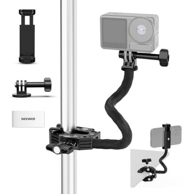 NEEWER Actionkamera Halterung Set mit Super Clamp, weichem Schlauch, verstellbarer Halterung für flache/runde Oberflächen, kompatibel mit GoPro, Insta360, DJI Actionkamera, Handy, GP-26 NEEWER Actionkamera Halterung Set mit Super Clamp, weichem Schlauch, verstellbarer Halterung für flache/runde Oberflächen, kompatibel mit GoPro, Insta360, DJI Actionkamera, Handy, GP-26