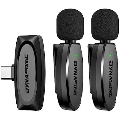 DYNASONIC DM-Pro 02 Pack (2. Generation) 2 professionelle kabellose Mikrofone Android Typ C Lavalier Ansteckmikrofon für Handy (2,4 GHz) Facebook Tiktok Video Vlog YouTube DYNASONIC DM-Pro 02 Pack (2. Generation) 2 professionelle kabellose Mikrofone Android Typ C Lavalier Ansteckmikrofon für Handy (2,4 GHz) Facebook Tiktok Video Vlog YouTube