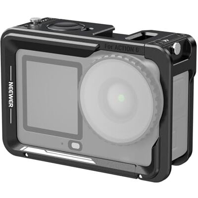 NEEWER Kamerakäfig für Osmo Action 6, Leichter Cage aus Metall, Video Stabilisator mit Cold Shoe und 1/4" Gewinde, kompatibel mit DJI Mic Schnellverschluss Magnetadapter Action Cam Zubehör, AC054 NEEWER Kamerakäfig für Osmo Action 6, Leichter Cage aus Metall, Video Stabilisator mit Cold Shoe und 1/4" Gewinde, kompatibel mit DJI Mic Schnellverschluss Magnetadapter Action Cam Zubehör, AC054