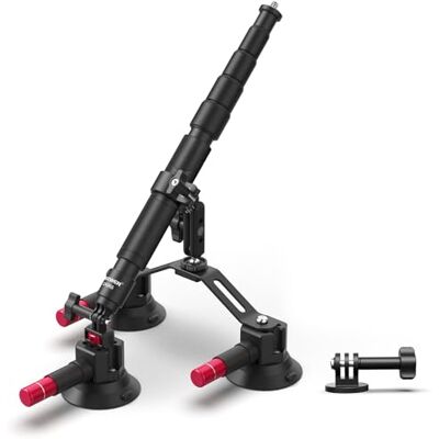 NEEWER Dreifach Saugnapf Auto Halterung für Action Kameras, CA065 Kompatibel mit Insta360 X5/X4 GoPro DJI Kamera, Schnellwechsel Magic Arm Halterung für Windschutzscheibe, 2 in 1 Selfie Stick NEEWER Dreifach Saugnapf Auto Halterung für Action Kameras, CA065 Kompatibel mit Insta360 X5/X4 GoPro DJI Kamera, Schnellwechsel Magic Arm Halterung für Windschutzscheibe, 2 in 1 Selfie Stick