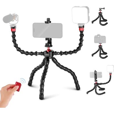 NEEWER T91 Stativ Flexibel mit 2 Magic Arm Reise Mini Handystativ für Vlogging Auslöser/Telefonklemme/Actioncam Halterung kompatibel mit GoPro Hero 13 12 iPhone 16 15 14 Pro Max Sony a7c, max Last 2kg NEEWER T91 Stativ Flexibel mit 2 Magic Arm Reise Mini Handystativ für Vlogging Auslöser/Telefonklemme/Actioncam Halterung kompatibel mit GoPro Hero 13 12 iPhone 16 15 14 Pro Max Sony a7c, max Last 2kg