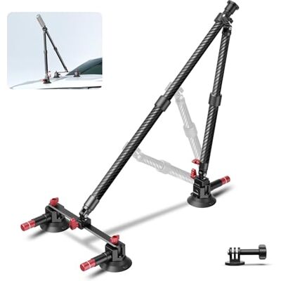 NEEWER Autohalterung Set mit drei Saugnäpfen, Kamerahalterung aus Kohlefaser mit Action Kamera Adapter, NATO Schiene und 60cm Verlängerungsstange kompatibel mit GoPro Insta360, max Belastung 1kg CA136 NEEWER Autohalterung Set mit drei Saugnäpfen, Kamerahalterung aus Kohlefaser mit Action Kamera Adapter, NATO Schiene und 60cm Verlängerungsstange kompatibel mit GoPro Insta360, max Belastung 1kg CA136