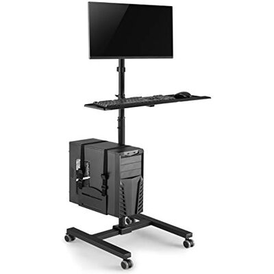 Maclean MC-793 Standfuß Rollwagen Trolley für Monitor, Tastatur und Computer Höhenverstellbar 17"-32" bis 20kg VESA 75x75, 100x100 Stabile Metallkonstruktion mit Rollen (Schwarz) Maclean MC-793 Standfuß Rollwagen Trolley für Monitor, Tastatur und Computer Höhenverstellbar 17"-32" bis 20kg VESA 75x75, 100x100 Stabile Metallkonstruktion mit Rollen (Schwarz)