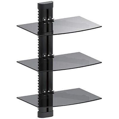 Maclean MC-664 Wandregal 3-Fach Glasregal 8kg Wandhalterung für DVD Player Spielconsolen HiFi Halterung Hängeregal Maclean MC-664 Wandregal 3-Fach Glasregal 8kg Wandhalterung für DVD Player Spielconsolen HiFi Halterung Hängeregal