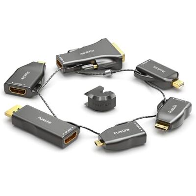 PureLink , HDMI-Adapter-Set, Adapter Ring, DisplayPort, mini DisplayPort, USB-C, mini HDMI, Micro HDMI und DVI auf HDMI, 4K Auflösung, Diebstahlsicherung, vergoldete Kontakte, schwarz PureLink , HDMI-Adapter-Set, Adapter Ring, DisplayPort, mini DisplayPort, USB-C, mini HDMI, Micro HDMI und DVI auf HDMI, 4K Auflösung, Diebstahlsicherung, vergoldete Kontakte, schwarz