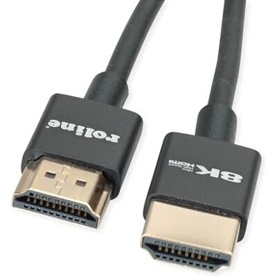 ROLINE 8K HDMI Ultra HD Kabel mit Ethernet, Slim, ST/ST, schwarz, 1 m ROLINE 8K HDMI Ultra HD Kabel mit Ethernet, Slim, ST/ST, schwarz, 1 m