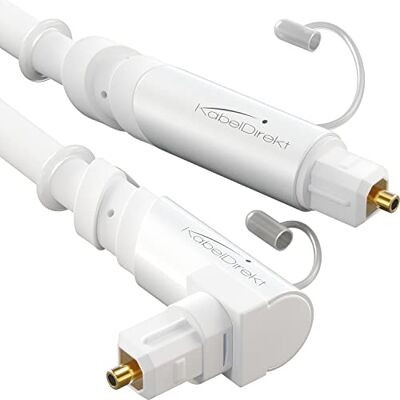 KabelDirekt – Optisches TOSLINK-Audiokabel 90° – 10m – Weiß – Soundbar KabelDirekt – Optisches TOSLINK-Audiokabel 90° – 10m – Weiß – Soundbar