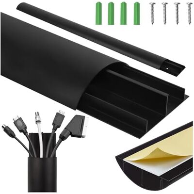 Maclean Aluminium-Kabelkanal 750x62x20mm Halbrundprofil für HDMI Audio LAN Inklusive Montagezubehör Zur Wand- & Bodenverlegung Zweiteiliges System (Schwarz, 62x20x750mm) Maclean Aluminium-Kabelkanal 750x62x20mm Halbrundprofil für HDMI Audio LAN Inklusive Montagezubehör Zur Wand- & Bodenverlegung Zweiteiliges System (Schwarz, 62x20x750mm)