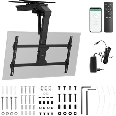 Maclean MC-109 T Elektrische TV-Deckenhalterung Für 43-86 Zoll Fernseher VESA Bis 800x400 Leiser Motor Mit Fernbedienung & Tuya-App Neigbar & Drehbar Max. 45kg Traglast Antikollisionsschut Maclean MC-109 T Elektrische TV-Deckenhalterung Für 43-86 Zoll Fernseher VESA Bis 800x400 Leiser Motor Mit Fernbedienung & Tuya-App Neigbar & Drehbar Max. 45kg Traglast Antikollisionsschut