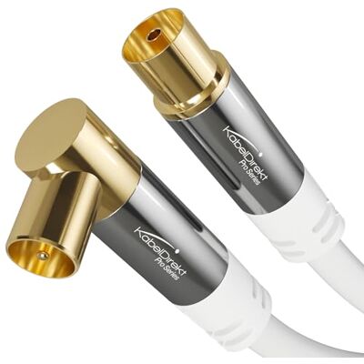 KabelDirekt – 4K Antennenkabel 90° – 12,5m – Winkelstecker/Buchse, Weiß KabelDirekt – 4K Antennenkabel 90° – 12,5m – Winkelstecker/Buchse, Weiß