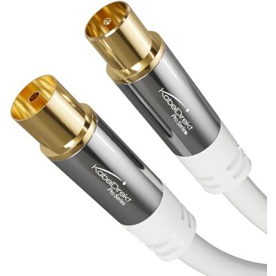 KabelDirekt – 4K Antennenkabel (Koax) – 15m – Stecker/Buchse, Weiß KabelDirekt – 4K Antennenkabel (Koax) – 15m – Stecker/Buchse, Weiß
