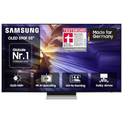 Samsung OLED 4K S90F 55 Zoll (138 cm), UHD Fernseher, Optimiert für Fussball und Gaming, NQ4 AI Gen3 Prozessor, OLED HDR+, 4K Upscaling Pro, Dolby Atmos, Motion Xcelerator, Vision AI Smart TV Samsung OLED 4K S90F 55 Zoll (138 cm), UHD Fernseher, Optimiert für Fussball und Gaming, NQ4 AI Gen3 Prozessor, OLED HDR+, 4K Upscaling Pro, Dolby Atmos, Motion Xcelerator, Vision AI Smart TV