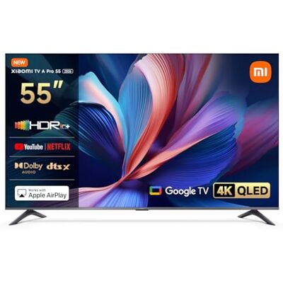 Xiaomi A Pro, 55" (140 cm), 4K UHD QLED, Smart TV, Google TV, Triple Tuner DVB-C/S/S2/T/T2, HDR10+, Game Boost 120Hz, MEMC, Sprachsteuerung mit, 2+8GB, Kompatibel mit Apple Airplay & Google Cast Xiaomi A Pro, 55" (140 cm), 4K UHD QLED, Smart TV, Google TV, Triple Tuner DVB-C/S/S2/T/T2, HDR10+, Game Boost 120Hz, MEMC, Sprachsteuerung mit, 2+8GB, Kompatibel mit Apple Airplay & Google Cast