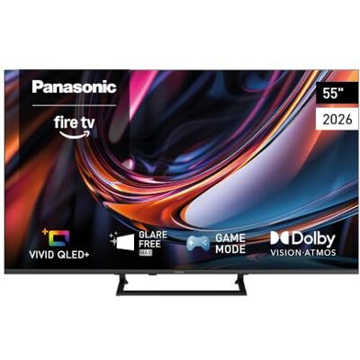 Panasonic TV-55W80C, 4K UHD Vivid QLED+, Glare Free Max, Fire TV Fernseher AI 4K Colour Engine, Game Mode, Alexa Sprachsteuerung, Bluetooth, Surround Sound, 55'' (139 cm) , W80C Series, 2026 Panasonic TV-55W80C, 4K UHD Vivid QLED+, Glare Free Max, Fire TV Fernseher AI 4K Colour Engine, Game Mode, Alexa Sprachsteuerung, Bluetooth, Surround Sound, 55'' (139 cm) , W80C Series, 2026