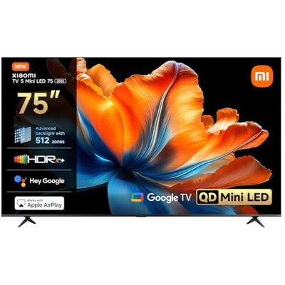 Xiaomi TV S Mini LED 75"(190 cm), QLED Mini LED Fernseher, 4K UHD, Smart TV mit Google TV, HDR10+, Triple Tuner, DVB T2, 60Hz mit 120Hz Game Boost Mode, MEMC, Dolby Audio, Airplay 4, Google Assistant Xiaomi TV S Mini LED 75"(190 cm), QLED Mini LED Fernseher, 4K UHD, Smart TV mit Google TV, HDR10+, Triple Tuner, DVB T2, 60Hz mit 120Hz Game Boost Mode, MEMC, Dolby Audio, Airplay 4, Google Assistant