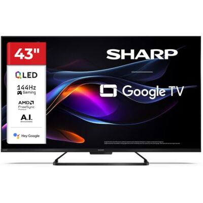 Sharp 43HR7365E 43 Zoll 4K Ultra HD QLED Google TV, 144 Hz Dolby Vision IQ mit Lichtsensor, Dolby Atmos, DTS:X, AQUOS Wireless Surround sowie HDMI mit VRR, ALLM und eARC. Sharp 43HR7365E 43 Zoll 4K Ultra HD QLED Google TV, 144 Hz Dolby Vision IQ mit Lichtsensor, Dolby Atmos, DTS:X, AQUOS Wireless Surround sowie HDMI mit VRR, ALLM und eARC.