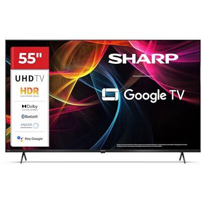 Sharp 55HL4365E – Google TV, 55" UHD, Rahmenlos, 60 Hz, HDR10, Dolby Vision HDR, Google Assistant mit Mikrofon, Chromecast, Bluetooth, Dolby Atmos 2x12 W, HDMI 2.1 x4, USBx2, Farbe Schwarz Sharp 55HL4365E – Google TV, 55" UHD, Rahmenlos, 60 Hz, HDR10, Dolby Vision HDR, Google Assistant mit Mikrofon, Chromecast, Bluetooth, Dolby Atmos 2x12 W, HDMI 2.1 x4, USBx2, Farbe Schwarz