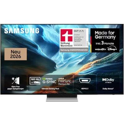 Samsung OLED S90H 4K 55 Zoll (138 cm), UHD Fernseher, Antireflexion mit Glare Free, OLED HDR+, Ultimate Gaming Pack (NVIDIA G-SYNC & AMD FreeSync Pro) mit 165Hz, HDMI 2.1, Dolby Atmos, Smart AI TV Samsung OLED S90H 4K 55 Zoll (138 cm), UHD Fernseher, Antireflexion mit Glare Free, OLED HDR+, Ultimate Gaming Pack (NVIDIA G-SYNC & AMD FreeSync Pro) mit 165Hz, HDMI 2.1, Dolby Atmos, Smart AI TV