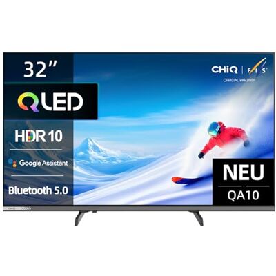 CHiQ 32QA10 32 Zoll(80 cm) Full-HD QLED Smart Google TV mit HDR10, Dolby Audio, Airplay, Chromecast, Integrierter Triple Tuner (DVB-C/T/T2/S/S2), Prime Video, Integrierter Google Assistant CHiQ 32QA10 32 Zoll(80 cm) Full-HD QLED Smart Google TV mit HDR10, Dolby Audio, Airplay, Chromecast, Integrierter Triple Tuner (DVB-C/T/T2/S/S2), Prime Video, Integrierter Google Assistant