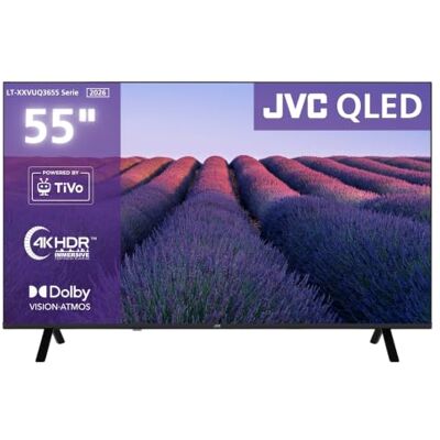 JVC LT-55VUQ3655 QLED Fernseher 55 Zoll Smart TV 4K UHD Dolby Vision HDR powered by TiVo Dolby Atmos MEMC & WCG 2x HDMI 2.1 ALLM Bluetooth Triple-Tuner DVB-C/-S2/-T2 Modelljahr 2026 JVC LT-55VUQ3655 QLED Fernseher 55 Zoll Smart TV 4K UHD Dolby Vision HDR powered by TiVo Dolby Atmos MEMC & WCG 2x HDMI 2.1 ALLM Bluetooth Triple-Tuner DVB-C/-S2/-T2 Modelljahr 2026