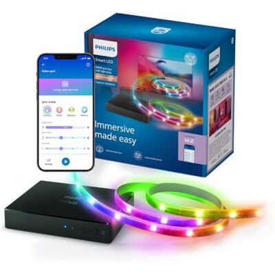 Philips Smart Lighting HDMI Sync Box m. TV-Backlight, RGBIC-LED-Streifen für 40–50-Zoll-TVs, Synchr. mit Filmen, Musik, HDMI 2.0, 4K bei 60 Hz, Connected by WiZ, Externe Videoquelle Erforderl. Philips Smart Lighting HDMI Sync Box m. TV-Backlight, RGBIC-LED-Streifen für 40–50-Zoll-TVs, Synchr. mit Filmen, Musik, HDMI 2.0, 4K bei 60 Hz, Connected by WiZ, Externe Videoquelle Erforderl.