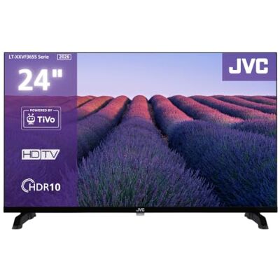 JVC LT-24VH3655 Kleiner Fernseher 24 Zoll (60 cm) HDR Smart TV HD-Ready powered by TiVo Dolby Audio Hotelmodus 2x HDMI 1x USB integrierter Triple-Tuner DVB-C/-S2/-T2 Modelljahr 2026 JVC LT-24VH3655 Kleiner Fernseher 24 Zoll (60 cm) HDR Smart TV HD-Ready powered by TiVo Dolby Audio Hotelmodus 2x HDMI 1x USB integrierter Triple-Tuner DVB-C/-S2/-T2 Modelljahr 2026