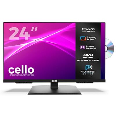 Cello C2426TZF 24 Zoll Smart-TV mit DVD-Player, Tizen OS von Samsung, Gaming Hub, Bluetooth, Triple-Tuner, Pitch Perfect Sound Cello C2426TZF 24 Zoll Smart-TV mit DVD-Player, Tizen OS von Samsung, Gaming Hub, Bluetooth, Triple-Tuner, Pitch Perfect Sound