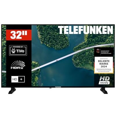 TELEFUNKEN XH32TP900S Fernseher 32 Zoll Smart TV mit HD-Ready Auflösung powered by TiVo HDR 6 Monate HD+ Dolby Audio 2x HDMI 1x USB Triple-Tuner DVB-C/-S2/-T2 Modelljahr 2026 TELEFUNKEN XH32TP900S Fernseher 32 Zoll Smart TV mit HD-Ready Auflösung powered by TiVo HDR 6 Monate HD+ Dolby Audio 2x HDMI 1x USB Triple-Tuner DVB-C/-S2/-T2 Modelljahr 2026