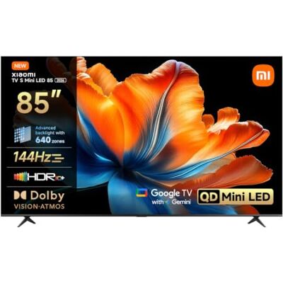 Xiaomi TV S Mini LED 85 Inch (216 cm), QLED Mini LED TV, 4K UHD, HDR10+ Smart TV with Dolby Vision + Dolby Atmos, 144Hz with 288Hz Game Boost Mode, 4K UHD, HDR10+, Triple Tuner, DVB T2, MEMC Xiaomi TV S Mini LED 85 Inch (216 cm), QLED Mini LED TV, 4K UHD, HDR10+ Smart TV with Dolby Vision + Dolby Atmos, 144Hz with 288Hz Game Boost Mode, 4K UHD, HDR10+, Triple Tuner, DVB T2, MEMC