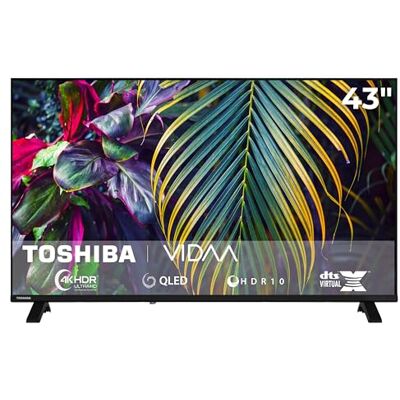 Toshiba 43QV1563DDW QLED Fernseher 43 Zoll VIDAA Smart TV 4K UHD Auflösung Dolby Vision HDR 2x HDMI 1x USB Bluetooth Sprachsteuerung Dolby Audio Triple-Tuner DVB-C/-S2/-T2 Modelljahr 2026 Toshiba 43QV1563DDW QLED Fernseher 43 Zoll VIDAA Smart TV 4K UHD Auflösung Dolby Vision HDR 2x HDMI 1x USB Bluetooth Sprachsteuerung Dolby Audio Triple-Tuner DVB-C/-S2/-T2 Modelljahr 2026